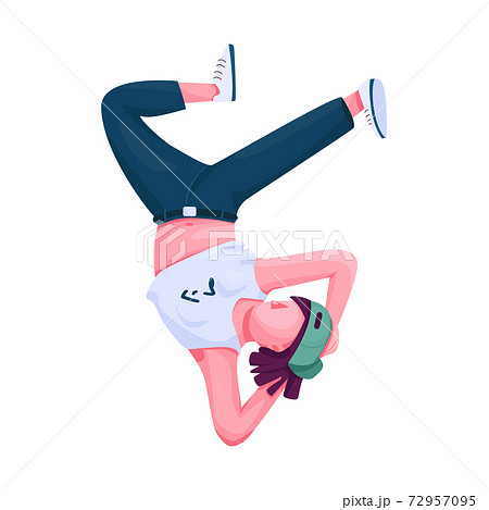 Break Dance Performer Flat Color Vector のイラスト素材