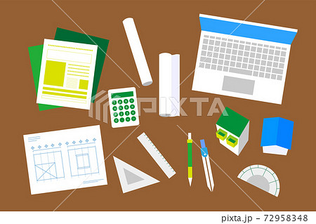 イラスト 建築 調査 建設 設計 家 マンション アパート 建物 不動産 ベクター Ai 素材のイラスト素材