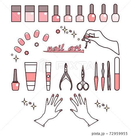 ネイルセット ピンクのイラスト素材