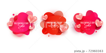 Valentines day sale story collection set. Flying air heart shaped balloon elements. Design template for advertising, web, social media. Valentines day sale story collection set. Flying air heart shaped balloon elements. Design template for advertising, web, social media. 72960363