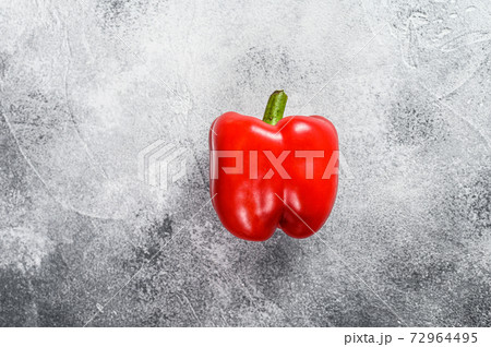 Red sweet pepper. Gray background. Top view. Space Red sweet pepper. Gray background. Top view. Space 72964495