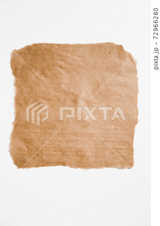 Torn square brown piece of paper with ripped edges isolated on white. 72966280