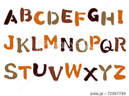 手描き筆書きのカラフルなアルファベット大文字 72967789