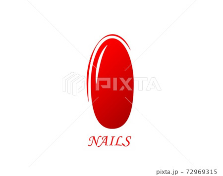 Stylish nail symbol icon. Bright red oval sign of glamor and fashion design rich. 72969315