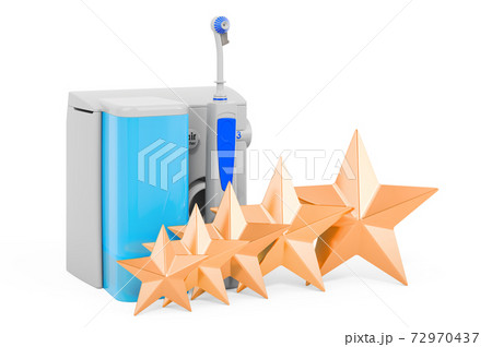 Customer rating of oral irrigator, portable water flosser. 3D rendering 72970437