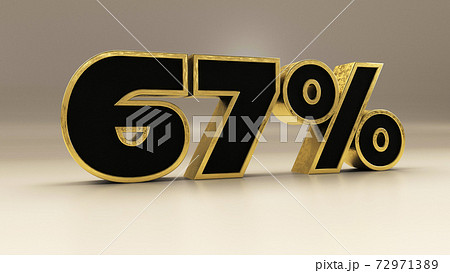 67 percent 3d gold and black luxury text isolated on white, 3d render illustration 67 percent 3d gold and black luxury text isolated on white, 3d render illustration 72971389