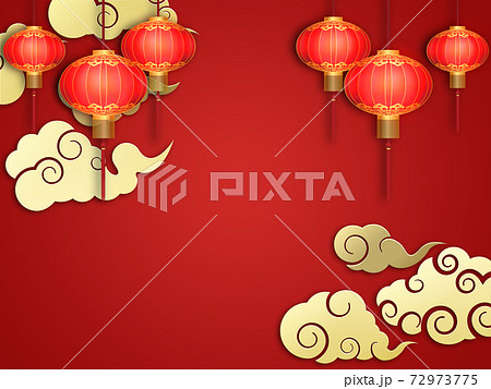 中国紅ランタンのイラスト素材