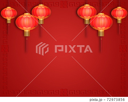 中国紅ランタンのイラスト素材