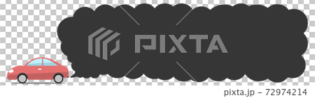 イラスト素材 車の排気ガス イメージ 煙 ガス 自動車 大気汚染のイラスト素材