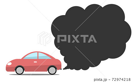 イラスト素材 車の排気ガス イメージ 煙 ガス 自動車 大気汚染のイラスト素材