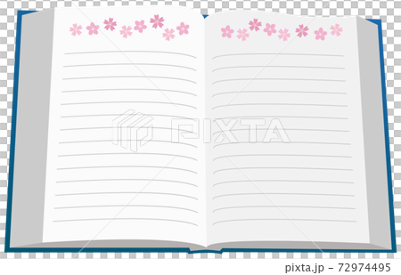 桜 日記帳 メモ帳 ノート 手帳 罫線 桜 日記帳 メモ帳 ノート 手帳 罫線 72974495