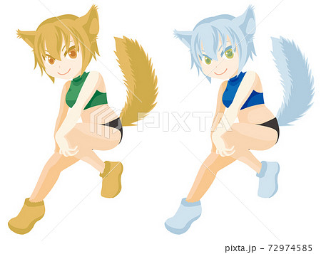 獣耳狐風キャラのイラスト素材