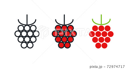 Raspberry icon. Linear color icon, contour, shape, outline. Thin line. Modern minimalistic design. Vector set. Illustrations of fruits 72974717
