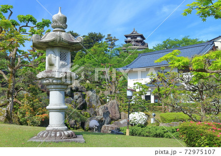 【福井県】晴天下の新緑の丸岡城 72975107