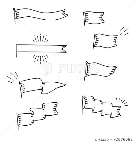 手書き風フラッグバナーセットのイラスト素材 手書き風フラッグバナーセットのイラスト素材