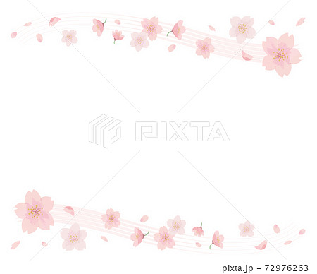 桜 フレーム 線 水彩 手描きのイラスト素材 [72976263] - PIXTA