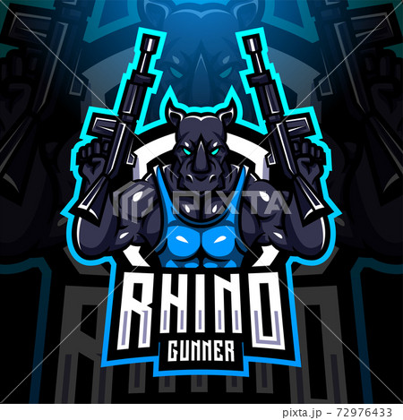 Rhino gunner esport mascot logo design 72976433