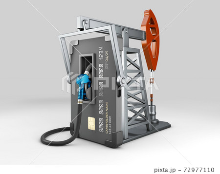 3d Rendering of Realistic credit with fuel hose and oil pump, clipping path included 3d Rendering of Realistic credit with fuel hose and oil pump, clipping path included 72977110