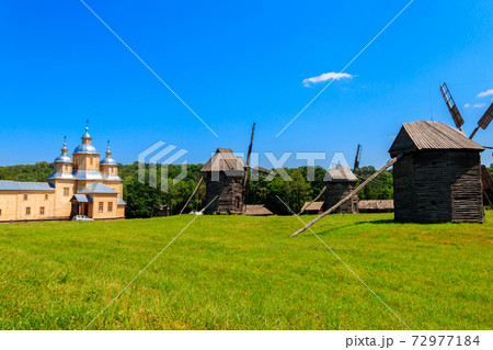 View of Open-air Museum of Folk Architecture and Folkways of Ukraine in Pyrohiv (Pirogovo) village near Kiev, Ukraine 72977184