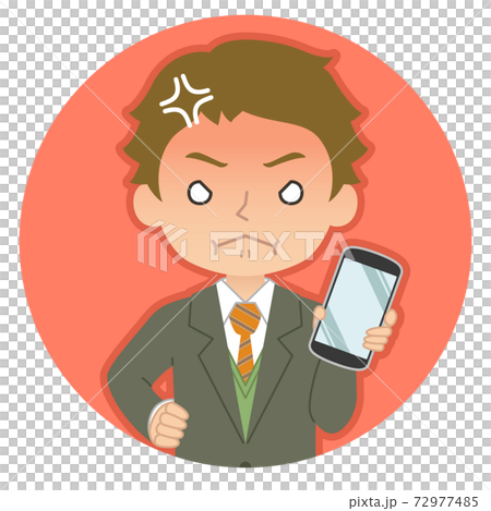 怒った赤い顔でスマホを持つ男性 イラスト アイコン 怒った赤い顔でスマホを持つ男性 イラスト アイコン 72977485