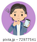 悩み顔でスマホを持つ男性 イラスト アイコン 悩み顔でスマホを持つ男性 イラスト アイコン 72977541