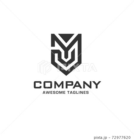 creative initial letter m with shield abstract geometric style logo	 72977620
