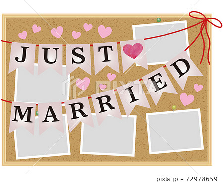 コルクボード 写真 メッセージ 結婚式 ウェルカムボード 横向きのイラスト素材