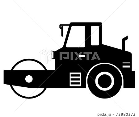 ロードローラー 白黒シルエットのイラスト素材 72980372 Pixta