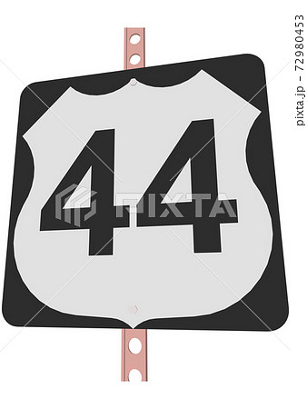 US Route sign with a black frame filled with white, black and white shield sign with route number, vector illustration 72980453