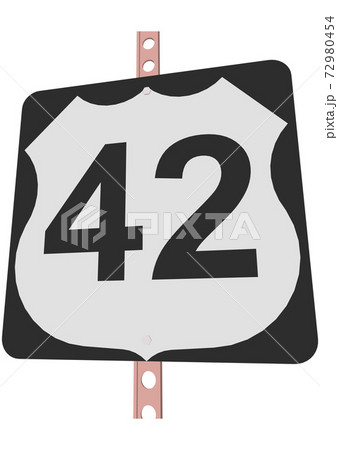 US Route sign with a black frame filled with white, black and white shield sign with route number, vector illustration 72980454