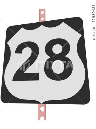 US Route sign with a black frame filled with white, black and white shield sign with route number, vector illustration 72980481