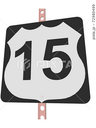 US Route sign with a black frame filled with white, black and white shield sign with route number, vector illustration 72980499