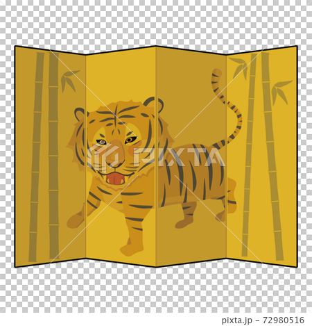 虎の絵の金屏風のイラスト素材 虎の絵の金屏風のイラスト素材