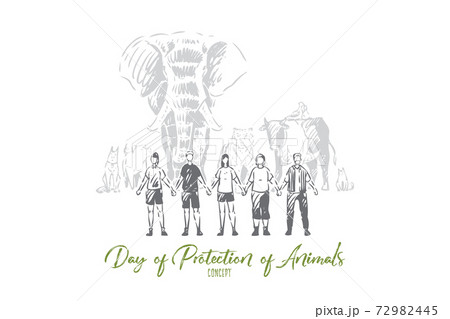 Animals protection day concept sketch. Isolated vector illustration 72982445