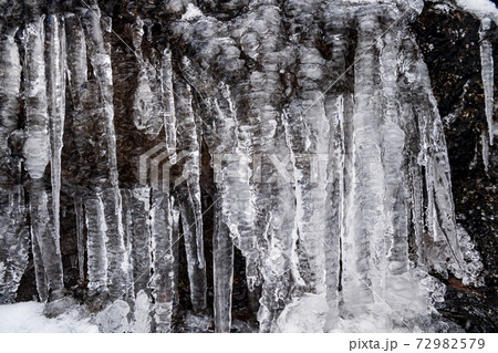 冬の菊池渓谷の雪と氷の風景 冬の菊池渓谷の雪と氷の風景 72982579