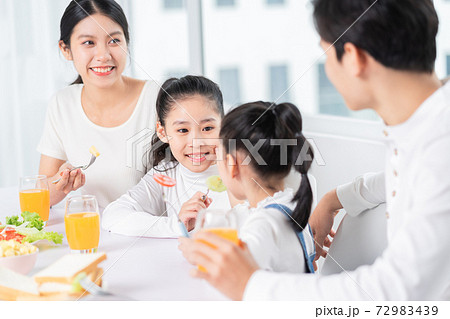 Family eating breakfast Family eating breakfast 72983439