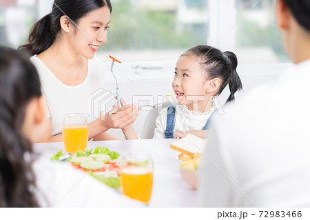 Family eating breakfast 72983466