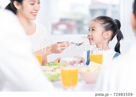 Family eating breakfast Family eating breakfast 72983509