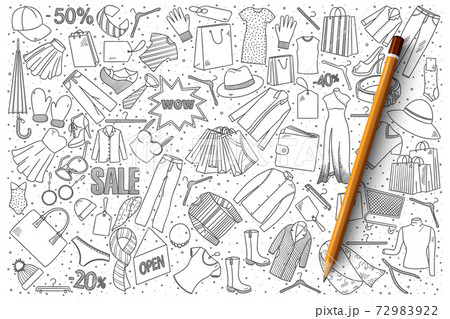 Shopping doodle vector set Shopping doodle vector set 72983922