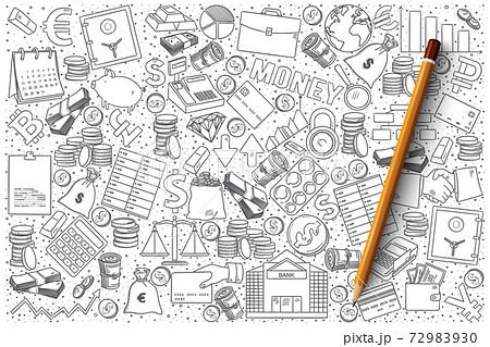 Finance doodle vector set Finance doodle vector set 72983930