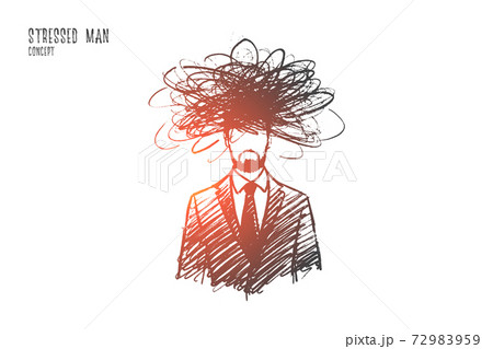 Stressed man concept. Hand drawn isolated vector. Stressed man concept. Hand drawn isolated vector. 72983959