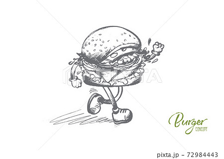 Burger concept. Hand drawn isolated vector. Burger concept. Hand drawn isolated vector. 72984443