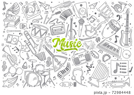 Music doodle set with lettering 72984448
