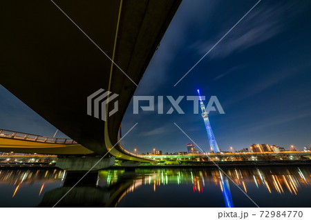 東京スカイツリー「新型コロナウイルス感染症に立ち向かい、 みんなで打ち勝とう」ライトアップ 72984770