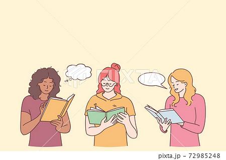 Reading books and interesting leisure recreation concept 72985248