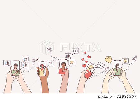 Online communication, dating, using smartphone concept 72985507