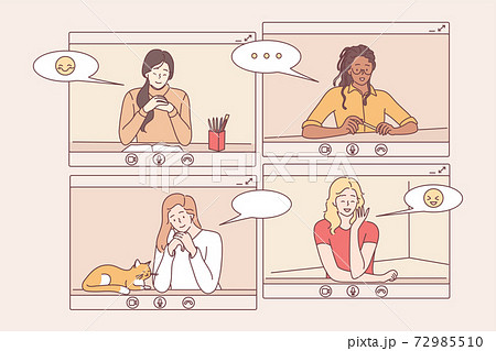 Videocall, online conference, distant communication concept 72985510