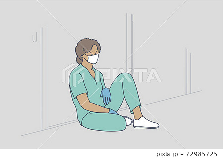 Doctor burnout, stress, hard conditions during pandemic concept 72985725