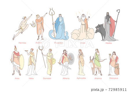 Ancient greek gods set concept 72985911