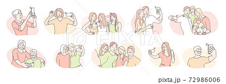 Young and elder people, selfie set concept 72986006